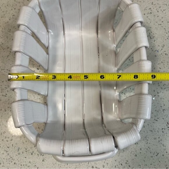 Vintage TADINATE Italian Ceramic Glazed Woven Basket Made in Italy 12 x 9 - Picture 10 of 16